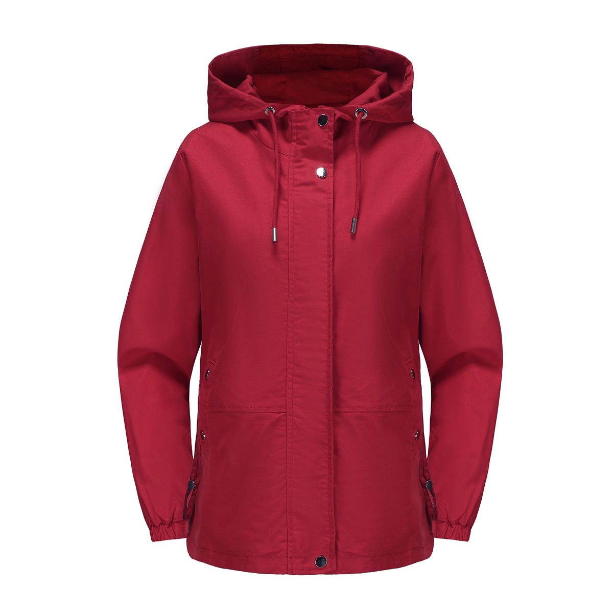 TIOZONEY - Chaqueta cortaviento suelta con capucha para mujer-Rojo