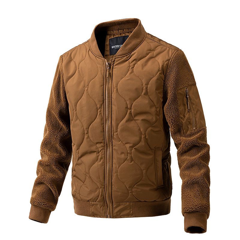 TIOZONEY - Chaqueta con cierre para hombre - Café