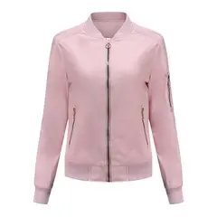 TIOZONEY - Chaqueta Mujer Casual Delgada con cierre - Rosada