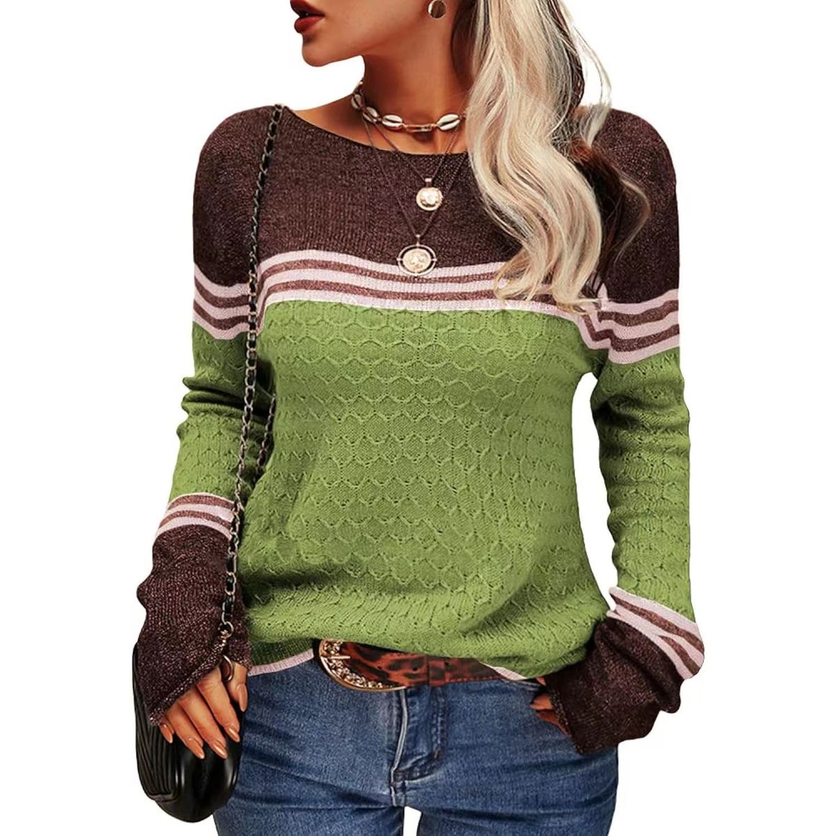 TIOZONEY - Sweater Cuello Redondo Mujer