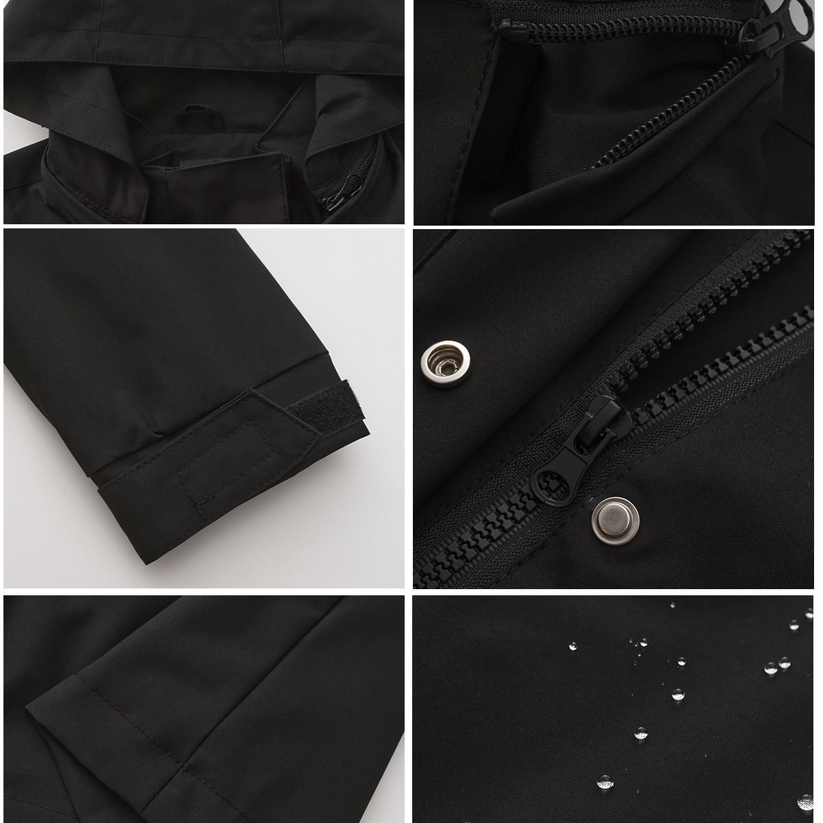 TIOZONEY - Chaqueta impermeable con capucha para mujer-Negro