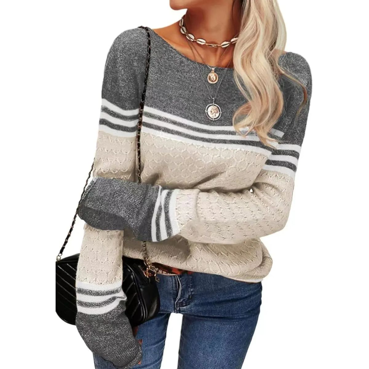 TIOZONEY - Sweater Cuello Redondo Mujer