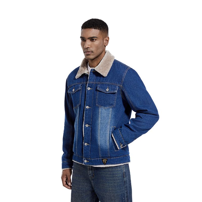 TIOZONEY - Cazadora vaquera para hombre - Azul