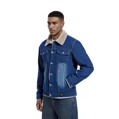 TIOZONEY - Cazadora vaquera para hombre - Azul