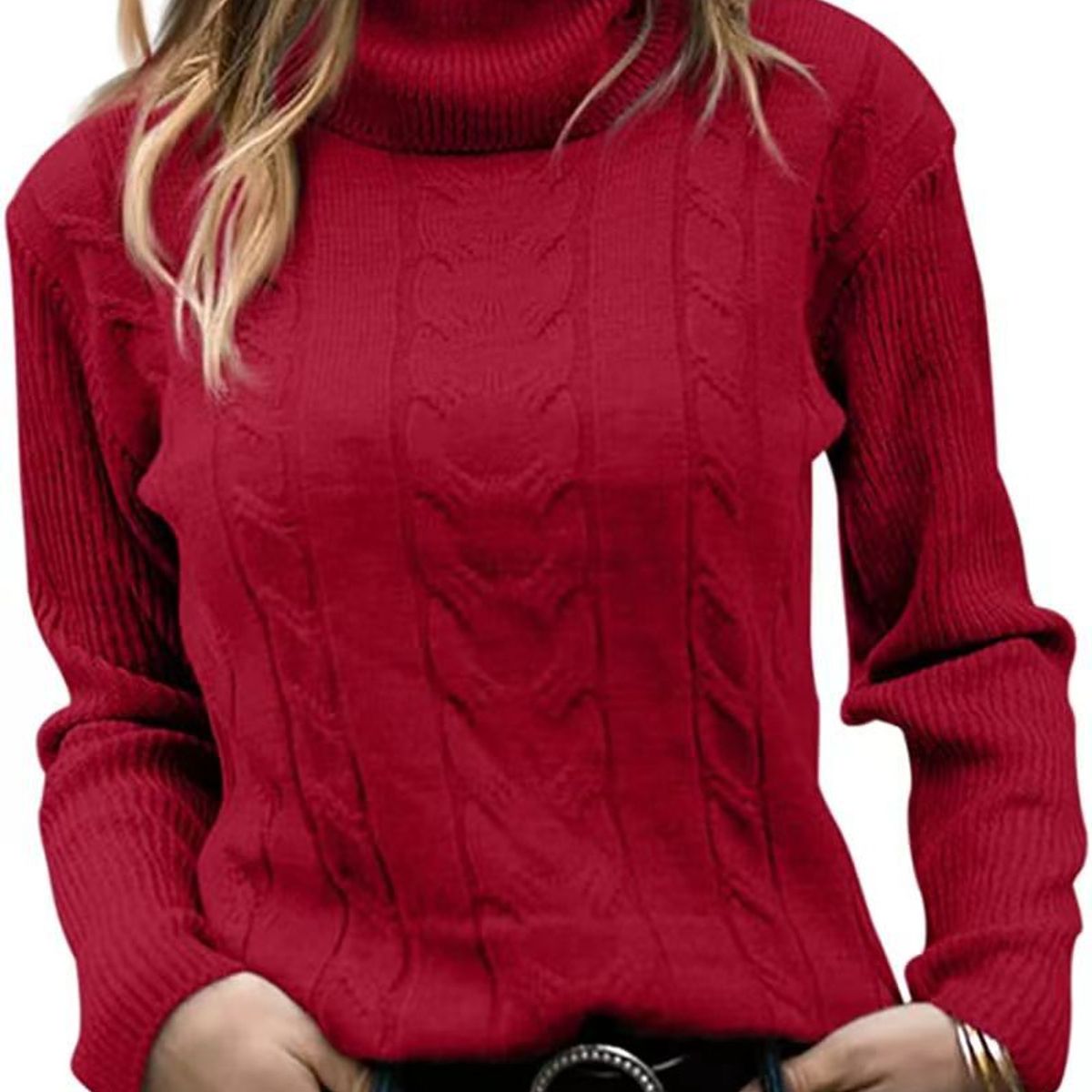 TIOZONEY - Sweater Cuello de Cuello Alto Mujer