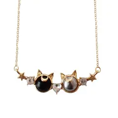GENERICO - Collar Sailor Moon Luna & Artemis Glitter - Dorado