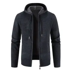 TIOZONEY - Chaqueta con capucha de punto grueso para hombre