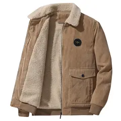 TIOZONEY - Chaqueta de cordero para hombres - Marrón