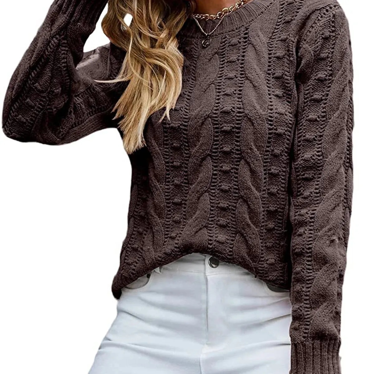 TIOZONEY - Sweater Cuello Redondo Mujer