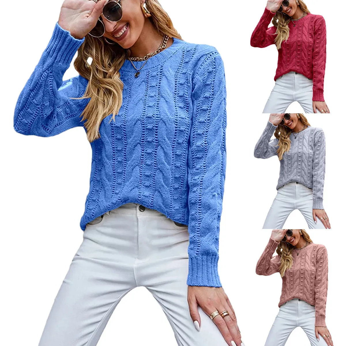 TIOZONEY - Sweater Cuello Redondo Mujer