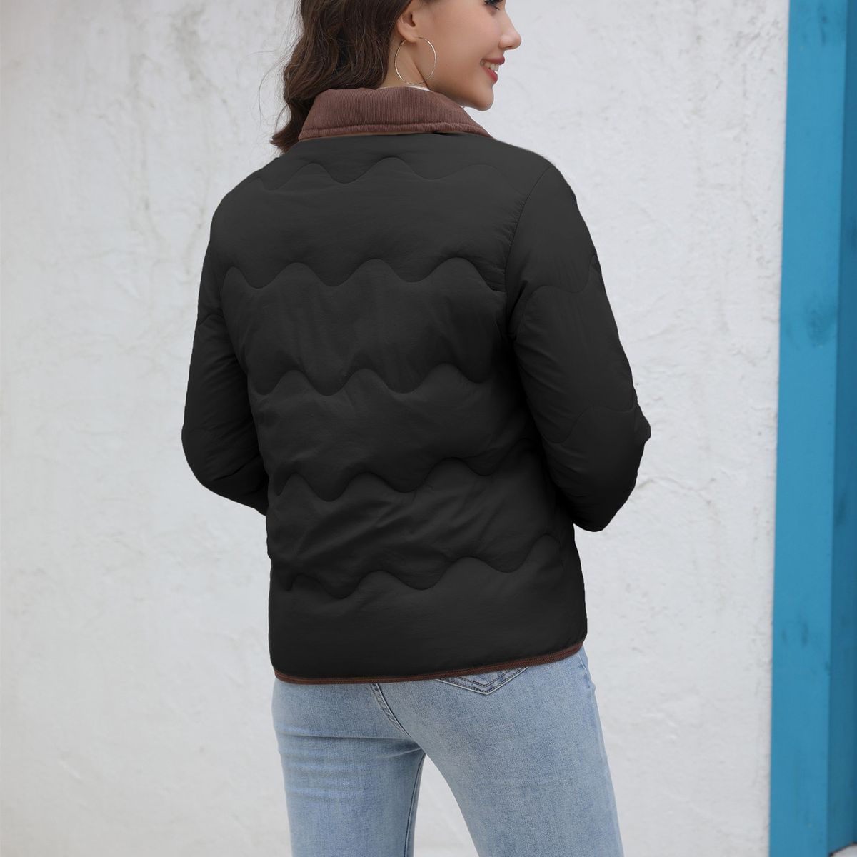 TIOZONEY - Parka Manga Larga Mujer - Negro