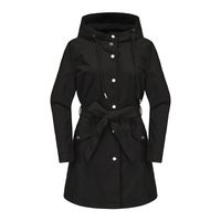 Chaqueta impermeable con capucha y cinturón-Negro