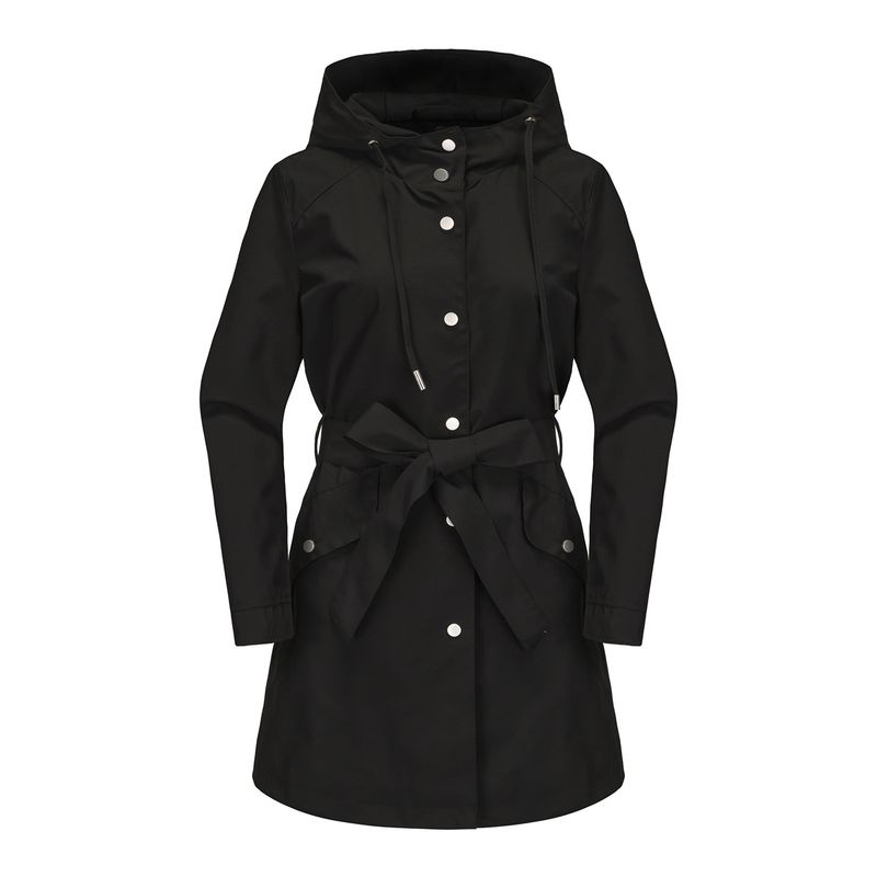 TIOZONEY - Chaqueta impermeable con capucha y cinturón-Negro