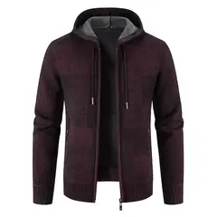TIOZONEY - Chaqueta con capucha de punto grueso para hombre