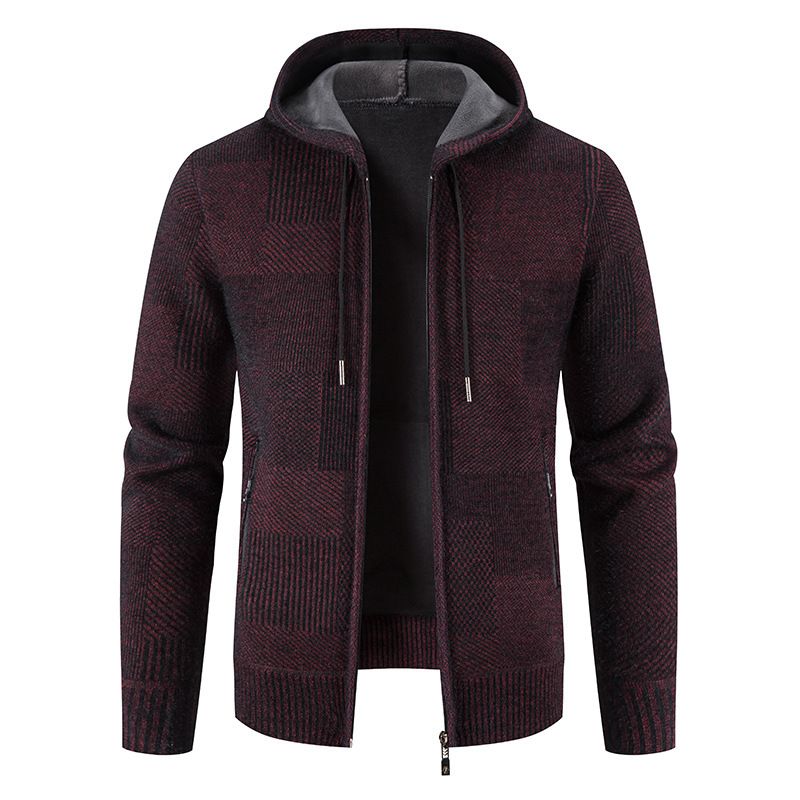 TIOZONEY - Chaqueta con capucha de punto grueso para hombre