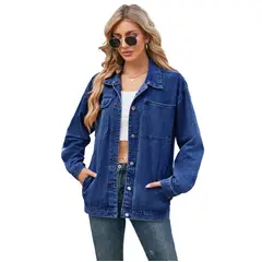 TIOZONEY - Chaquetas De Jeans Mujer -Azul