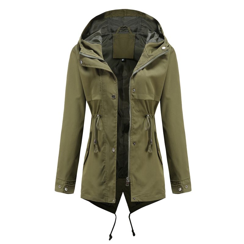 TIOZONEY - Cortavientos impermeable con gorro para mujer - Verde