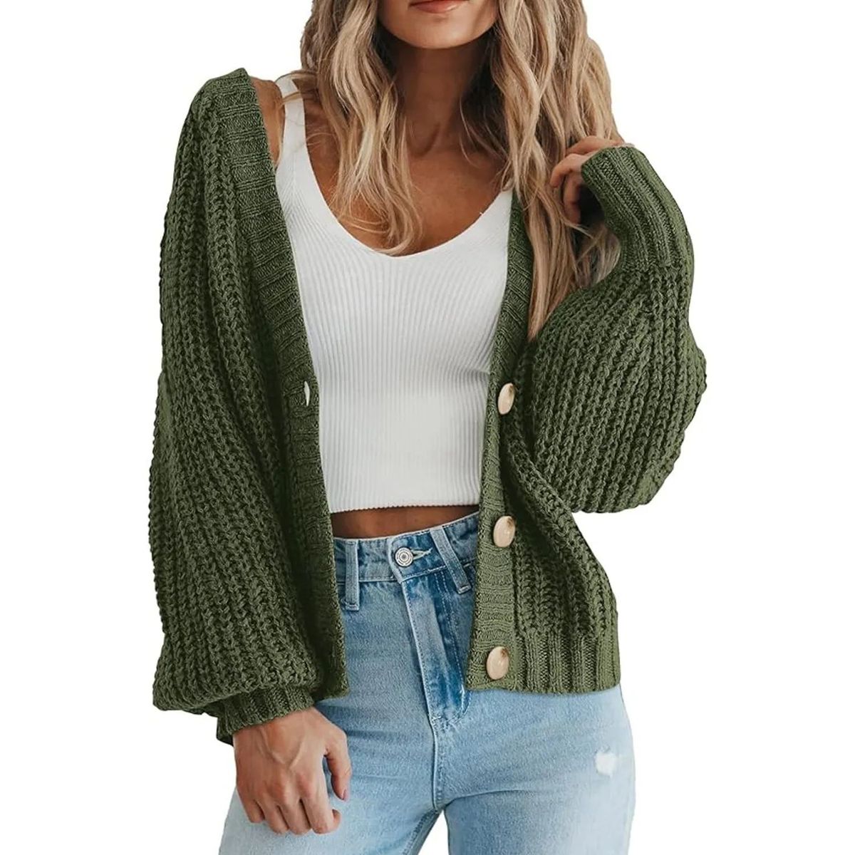 TIOZONEY - Sweater con botones y gorro para mujer