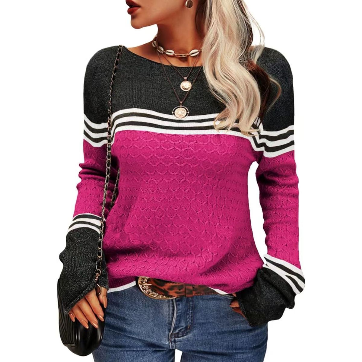 TIOZONEY - Sweater Cuello Redondo Mujer