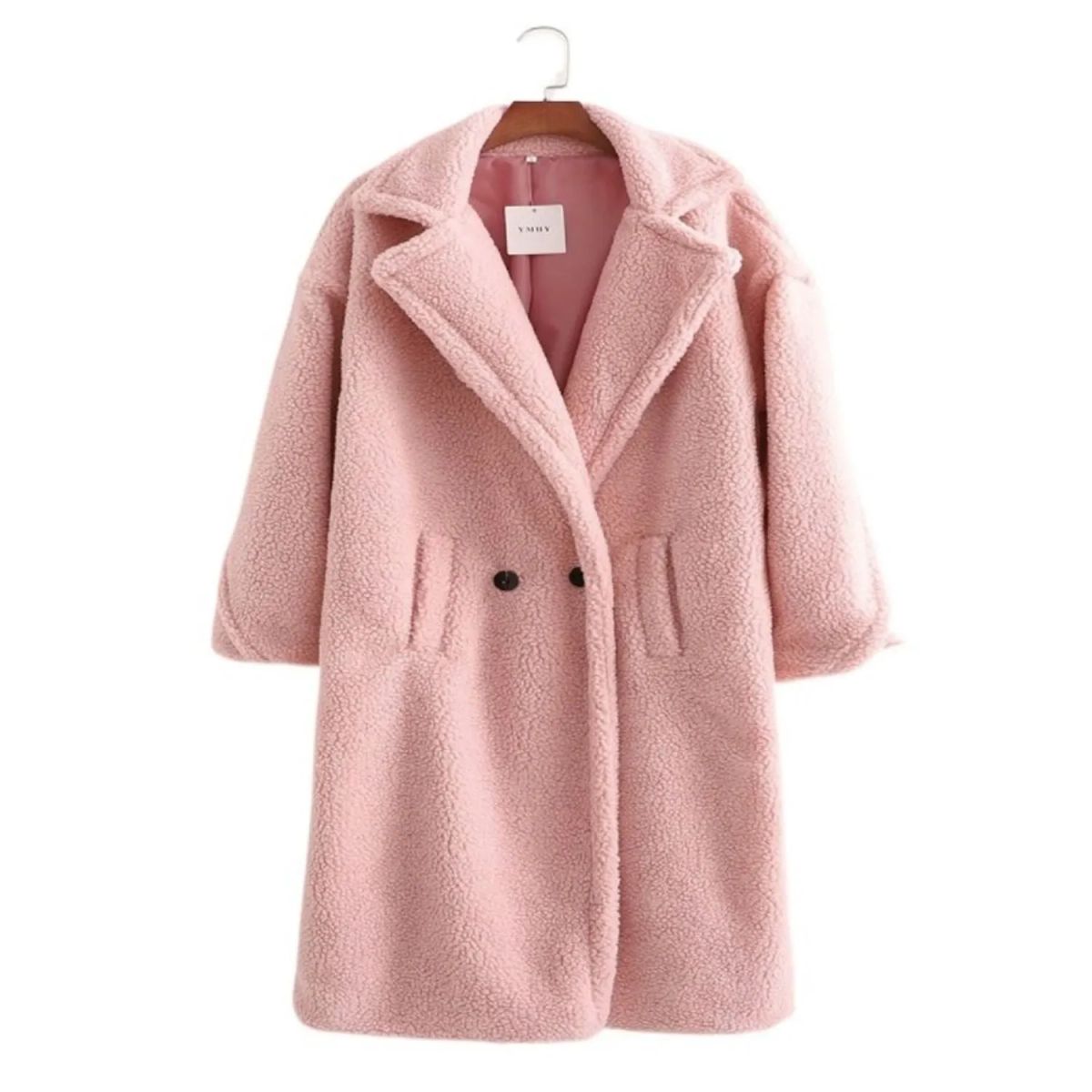 TIOZONEY - Abrigo largo para mujeres - Rosado