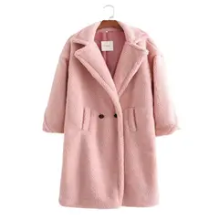 TIOZONEY - Abrigo largo para mujeres - Rosado