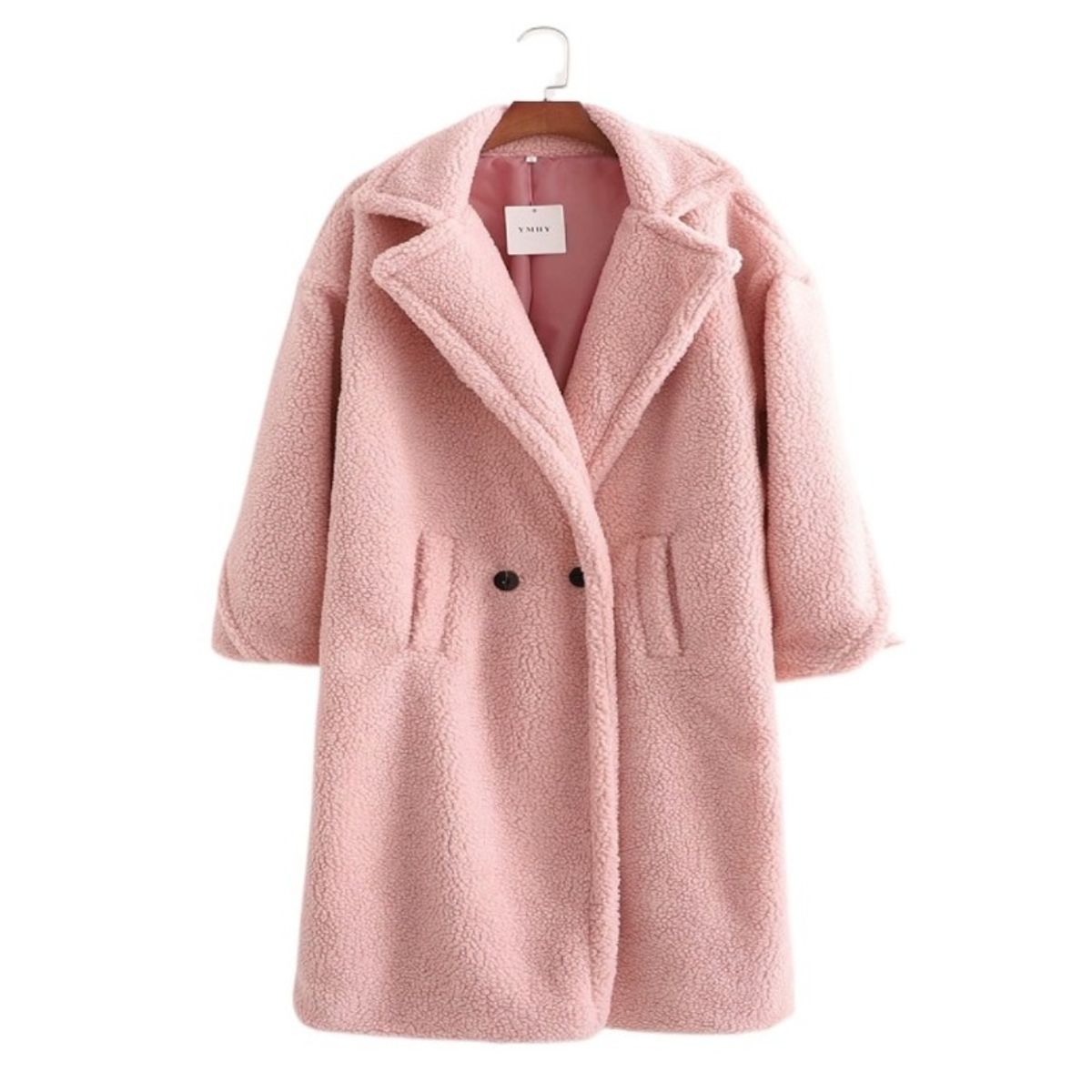 TIOZONEY - Abrigo largo para mujeres - Rosado