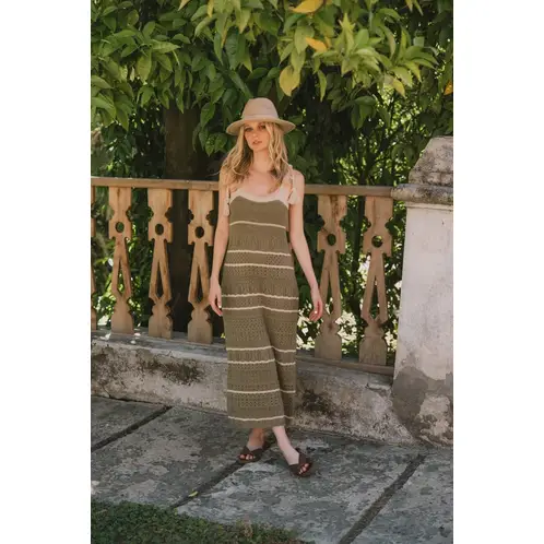 RUPHA - VESTIDO BOLONIA VERDE Y BEIGE