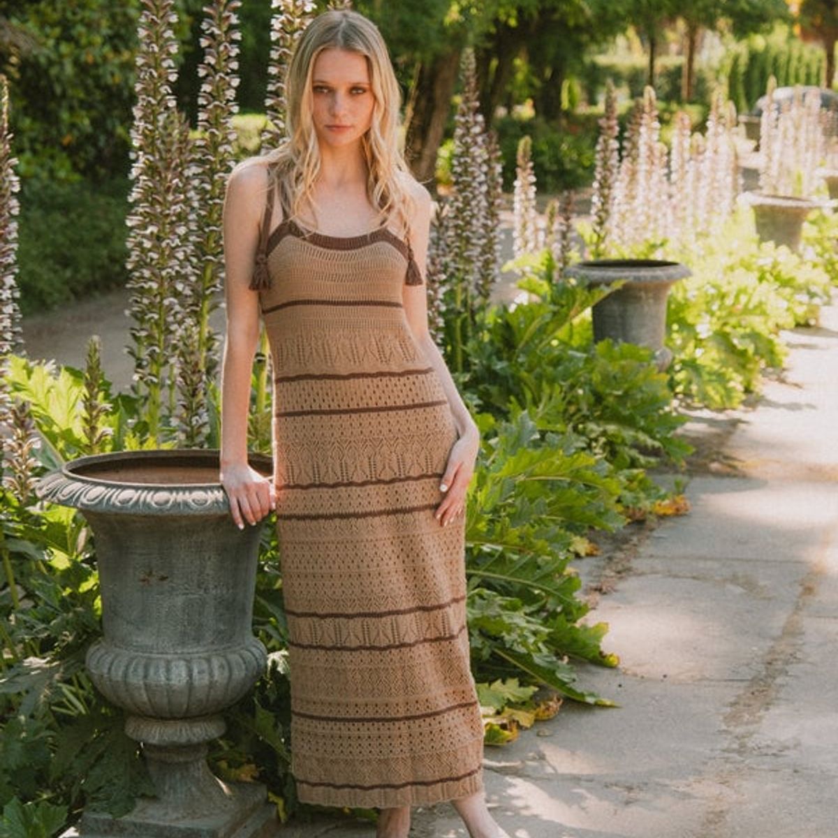 RUPHA - Vestido tejido bolonia camel y cafe rupha