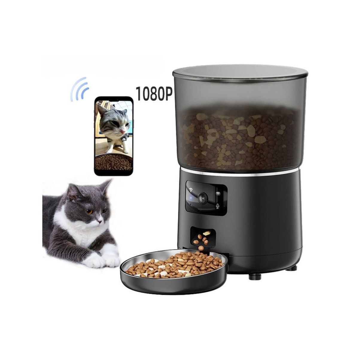 BABYLUNA - Dispensador Automático de Alimentos con Cámara WiFi  4L