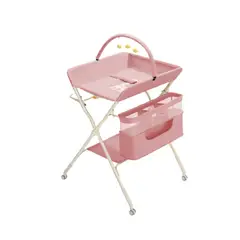 BABYLUNA - Cambiador de Pañales Plegable con Juguete y Cinturón Rosa