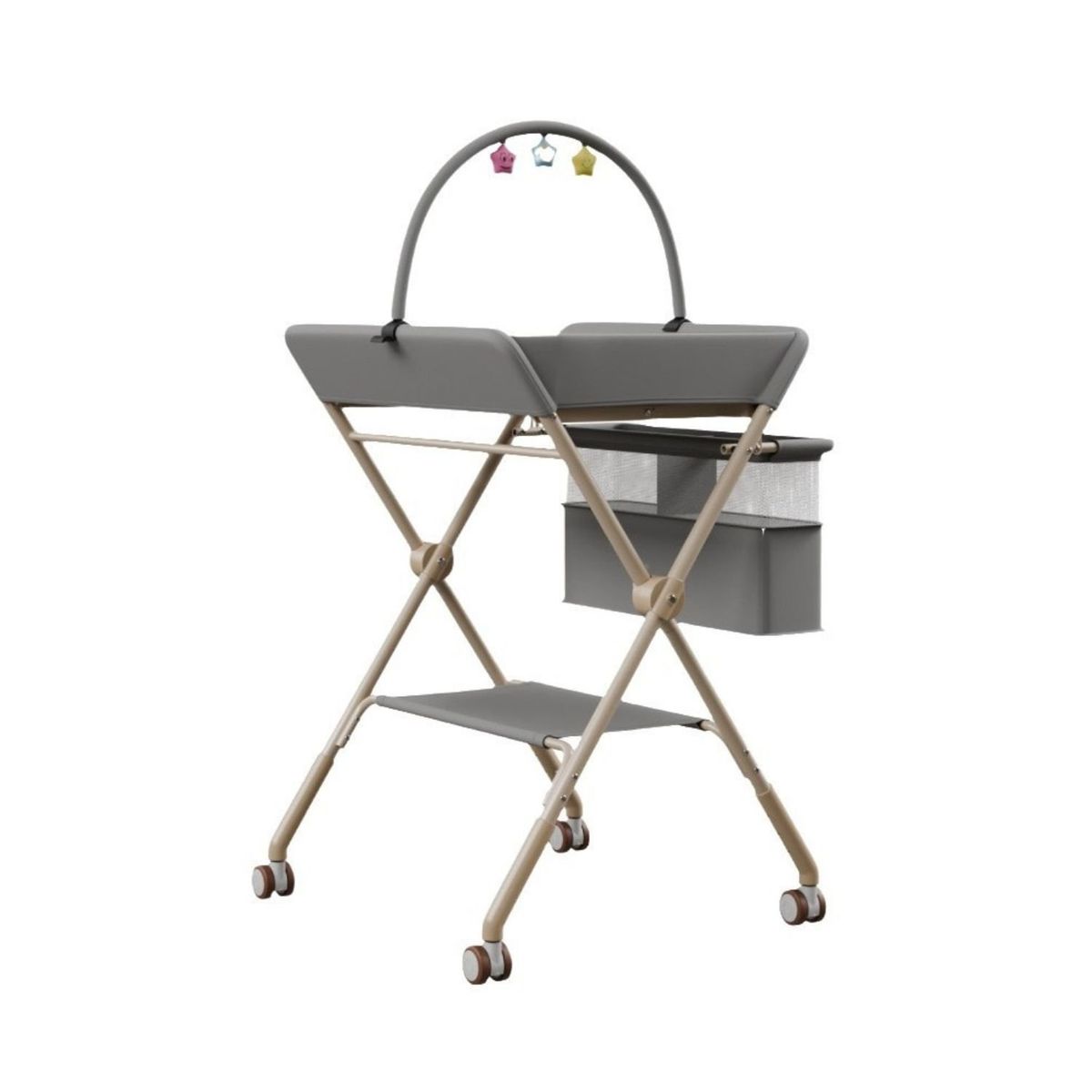 BABYLUNA - Cambiador de Pañales Plegable con Juguete y Cinturón Gris