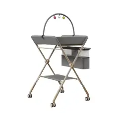 BABYLUNA - Cambiador de Pañales Plegable con Juguete y Cinturón Gris