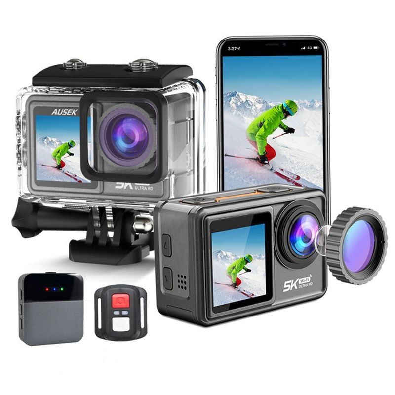 GENERICO - Cámara Deportiva 5K 24MP UltraHD con Microfono y Accesorios