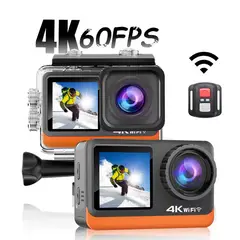 GENERICO - Cámara Deportiva 4K UltraHD 60fps 24MP Pantalla Dual Touch