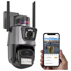 GENERICO - Camara Seguridad Ip 360 Grados Motorizada Wifi Exterior Doble Lente Alarma Baliza