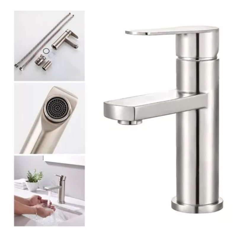 GENERICO - Llave Monomando Grifo Lavamanos Clásica Acero Inoxidable Plateado