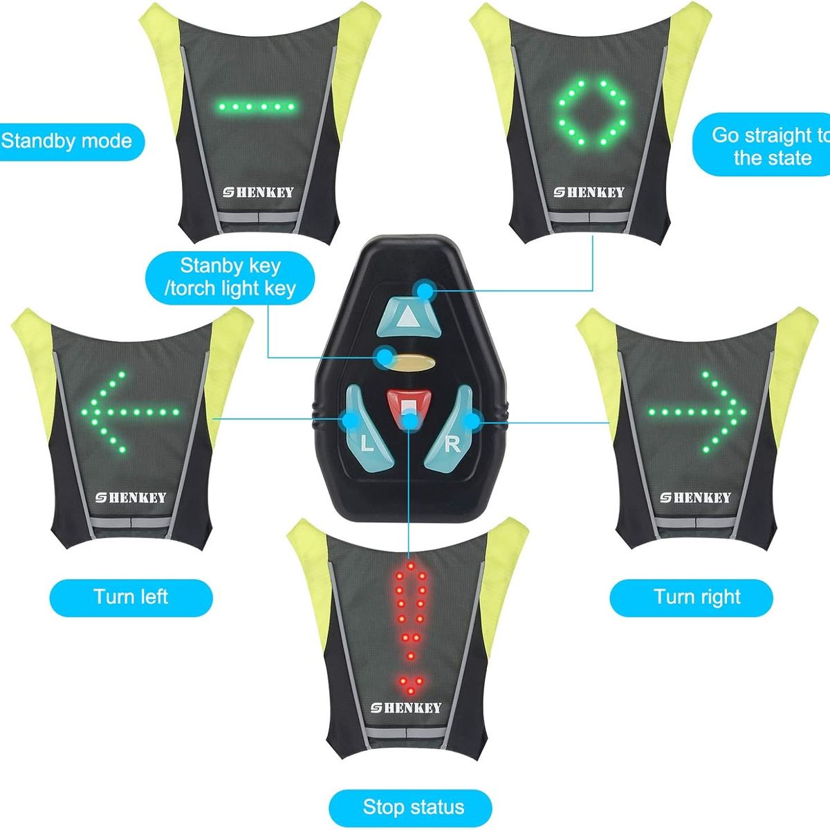 MOVI - CHALECO SEÑALIZADOR LED PARA SCOOTER BICICLETAS PATINES