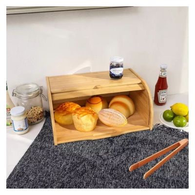 Imagen 2 del producto Panera De Bambu Madera 40x28cm Tortera Con Tapa Enrolable