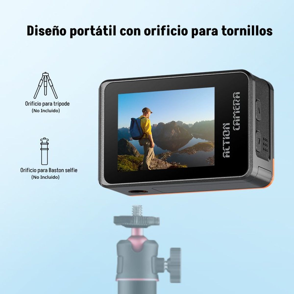 GENERICO - Cámara Deportiva Ausek 4K 30fps 16MP Deportiva Pantalla Dual AT-Q80R