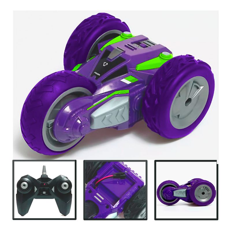 IPLAY - Auto Motor Loco A Control Remoto Recargable Luz Led Morado 360