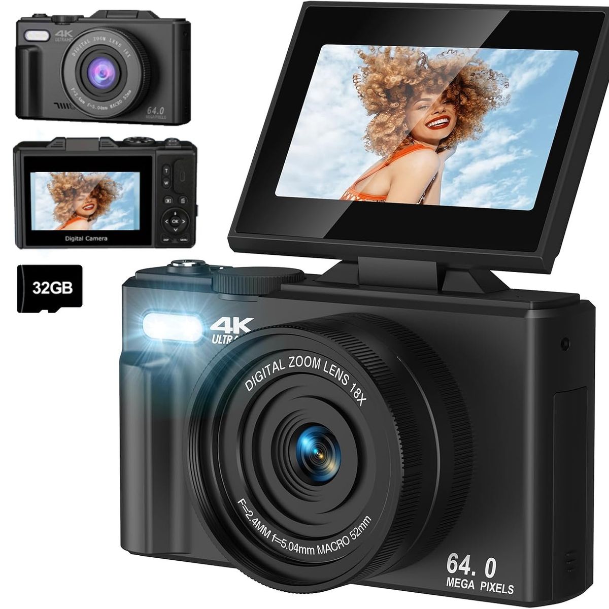 GENERICO - Cámara Fotografíca Digital 4K 30fps 64MP Pantalla Giratoria