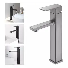 GENERICO - Llave Lavamanos Alta Grifo Monomando Acero Inoxidable Plata