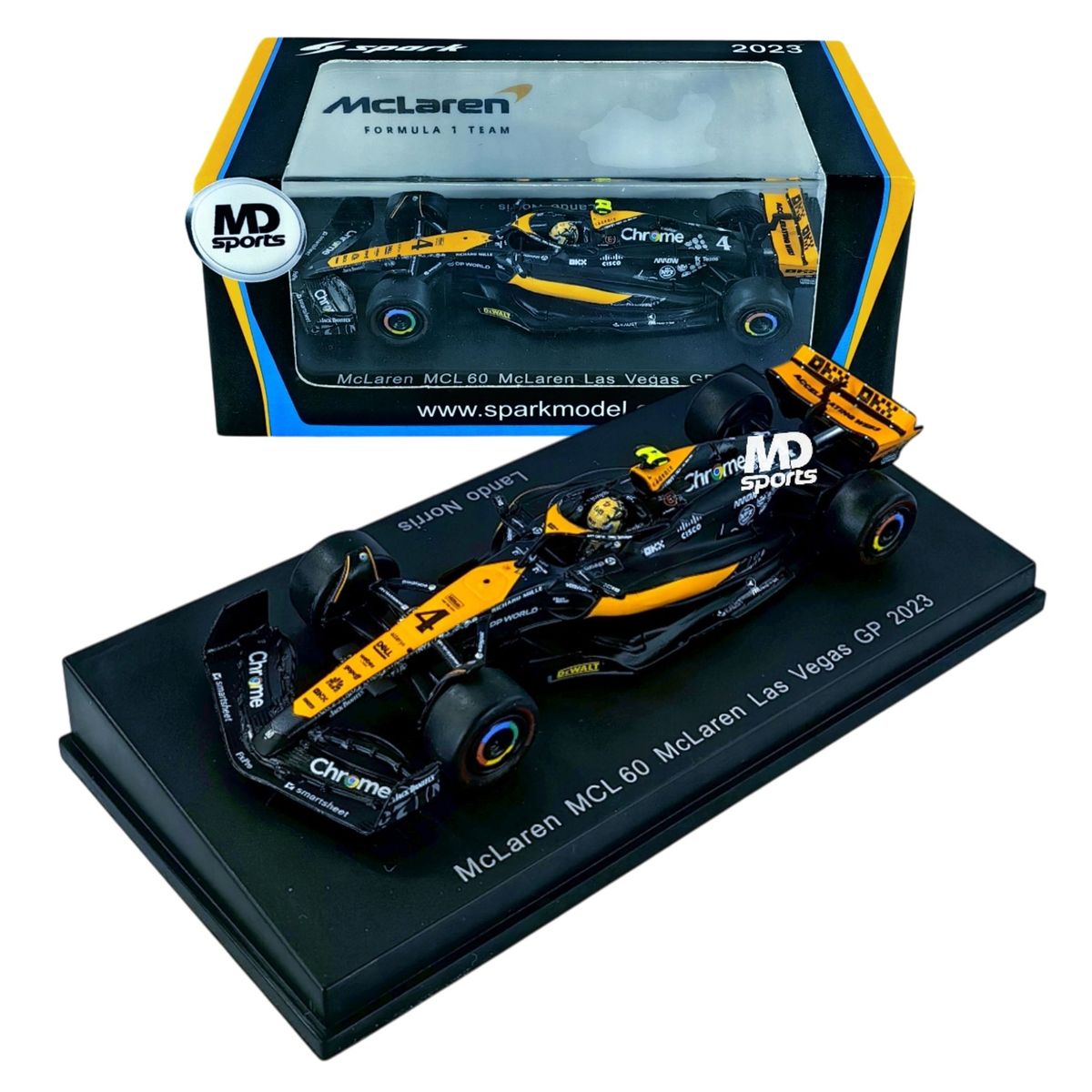 SPARK - Auto Formula 1 Mclaren MCL60 2023 Norris Caja Acrilica 1:64