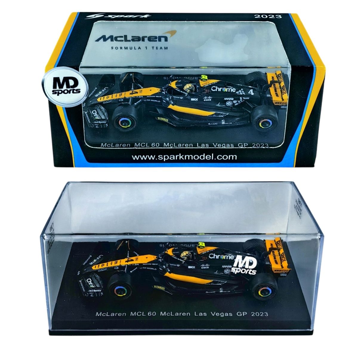 SPARK - Auto Formula 1 Mclaren MCL60 2023 Norris Caja Acrilica 1:64