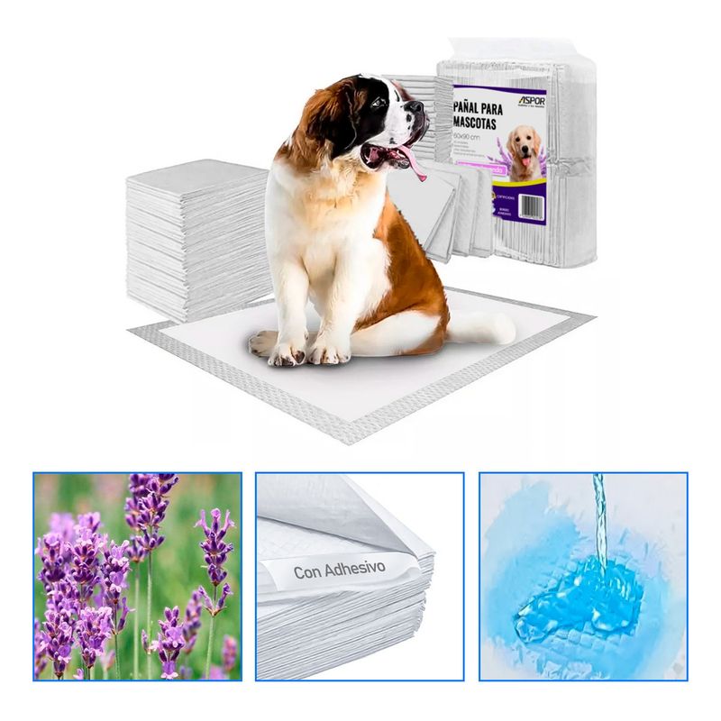 GENERICO - 80 Pañales Tipo Sabanillas Mascotas Perros 60x60cm Lavanda