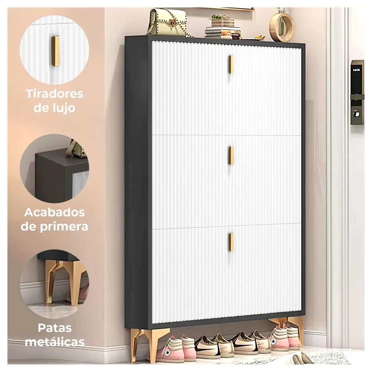 GLOBAL LATIN GROUP - Zapatera de Lujo con Detalles Dorados Organización con Estilo