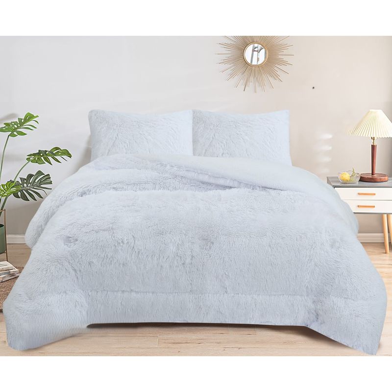 GENERICO - COBERTORES PELUDOS CAMA 2 PLAZAS BLANCO