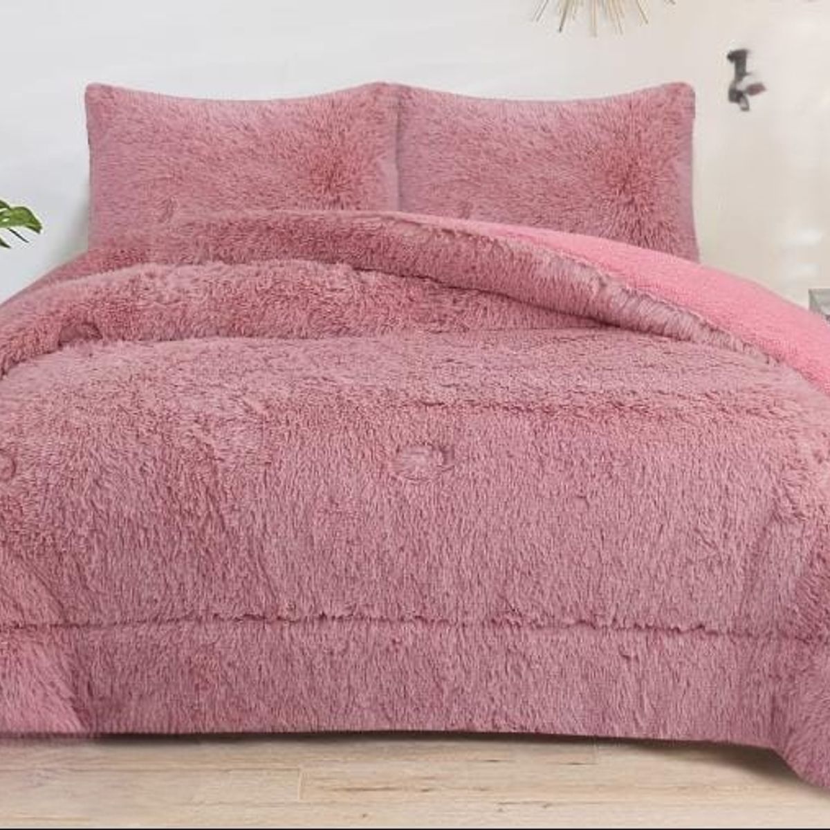 GENERICO - COBERTORES PELUDOS CAMA 2 PLAZAS ROSA