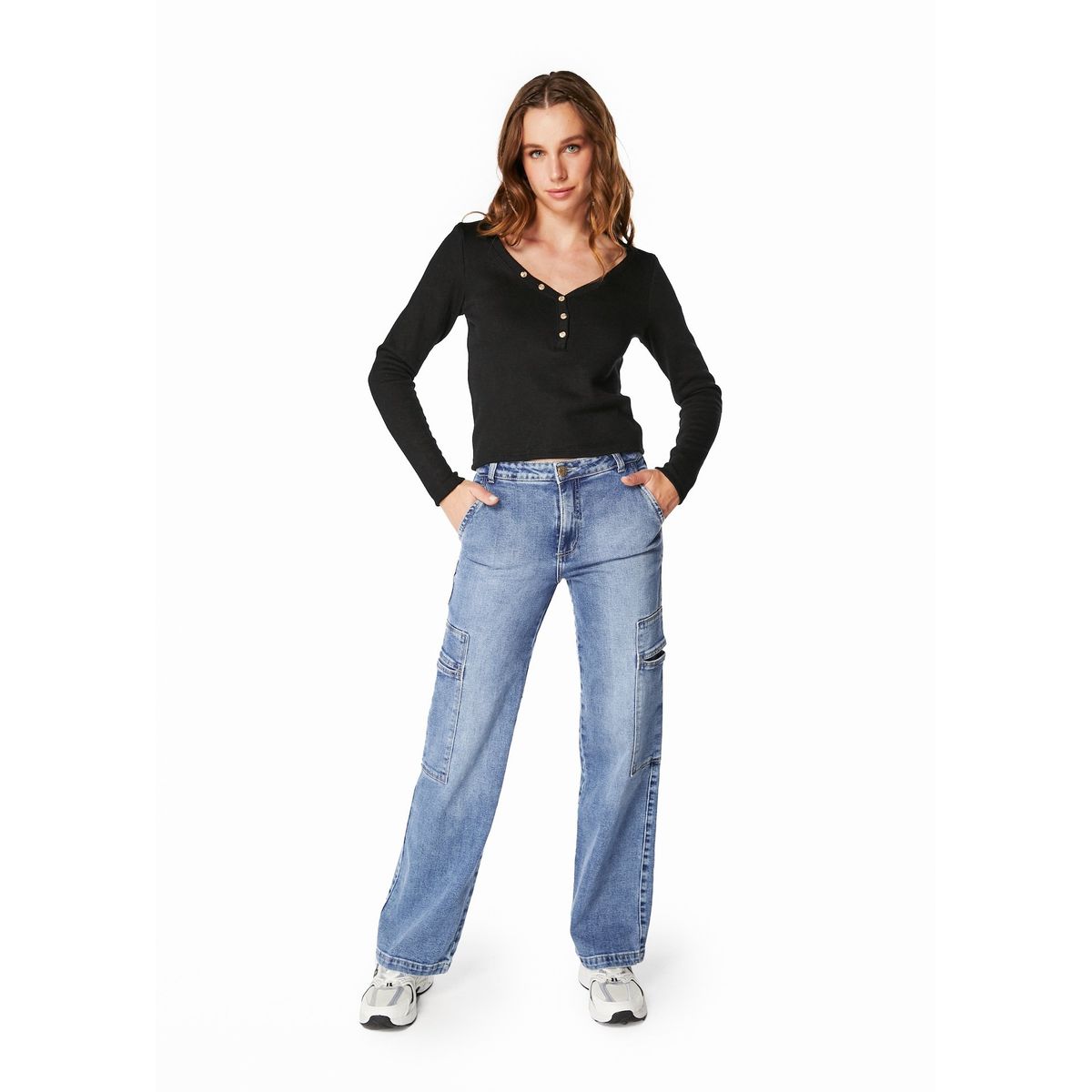 EFESIS - SWEATER NIXI REGULAR BOTONES ESCOTE - Negro