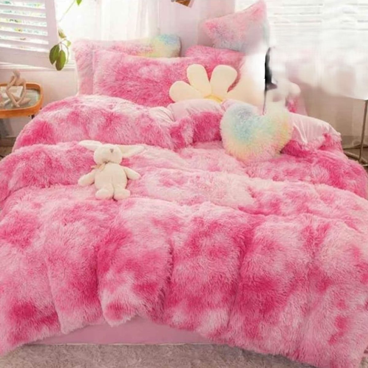 GENERICO - COBERTORES PELUDOS CAMA KING ROSA JASPEADO